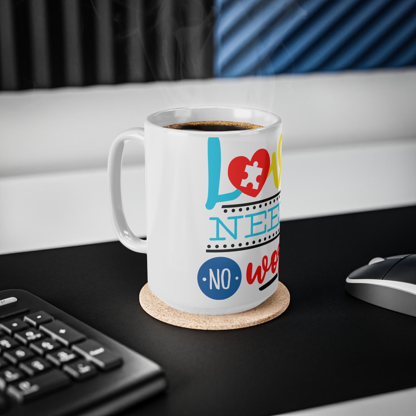 Autisum Love Ceramic Coffee Cups, 11oz, 15oz