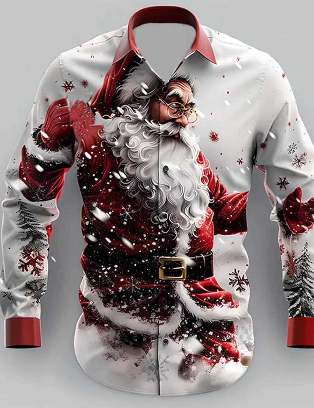 3D Christmas Long Sleeve Button up Shirt