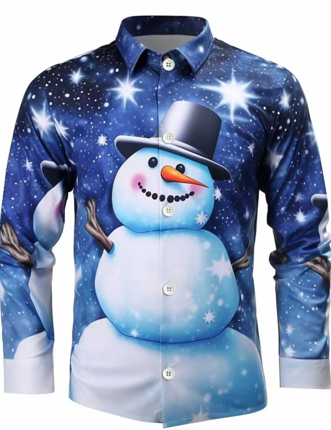 3D Christmas Long Sleeve Button up Shirt