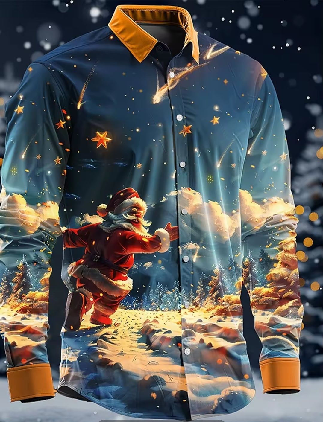 3D Christmas Long Sleeve Button up Shirt