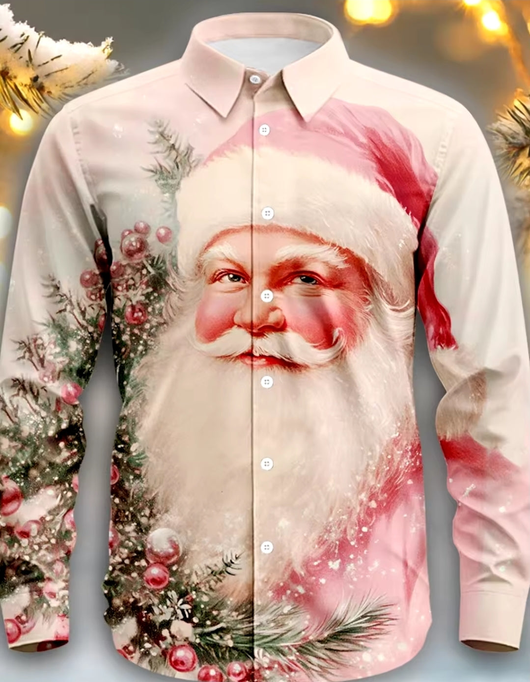 3D Christmas Long Sleeve Button up Shirt